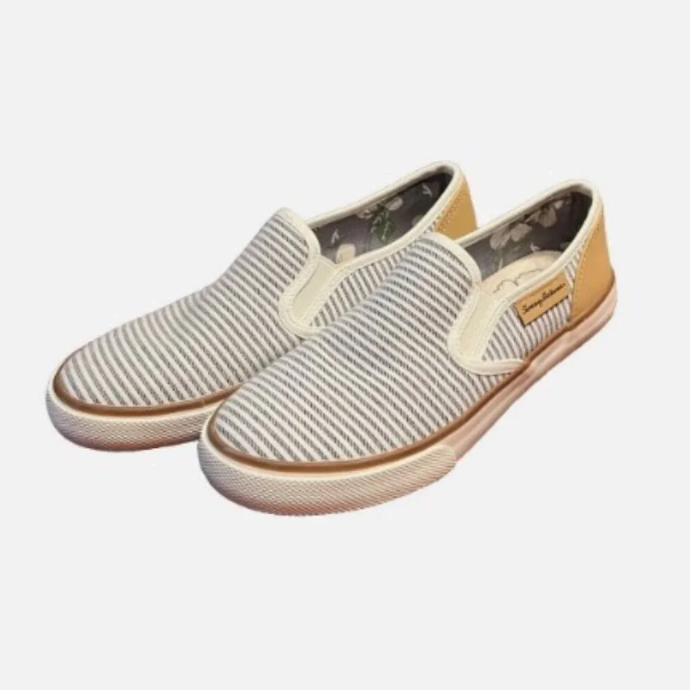 Tommy Bahama Women's Striped‎ Canvas Slip-On Sneakers 8.5